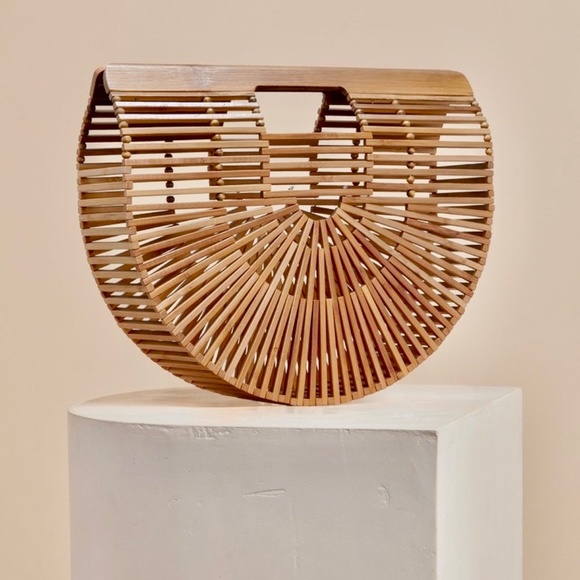 Cult Gaia Large Bamboo Ark Bag Natural Top Handle Bag - Picture 10 of 15